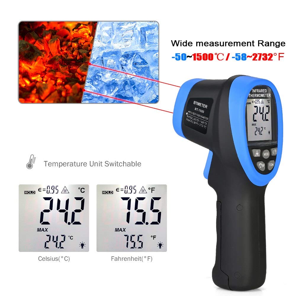 Industrial Laser Thermometer Gun - -50 ℃ bis 1500 ℃ Laser