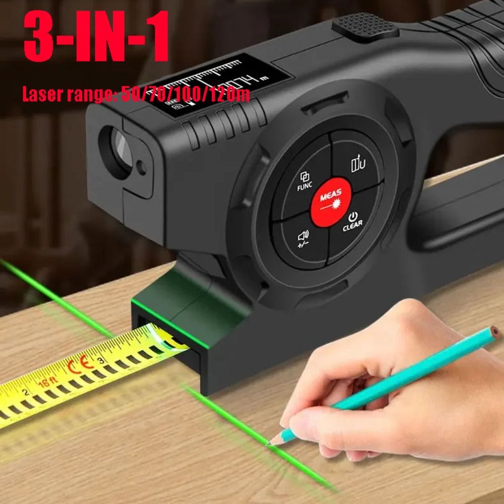 Industrial Laser Distance Sensor - 3-in-1 Laser-Messband Einziehbares Wiederaufladbares Digitales Maßband
