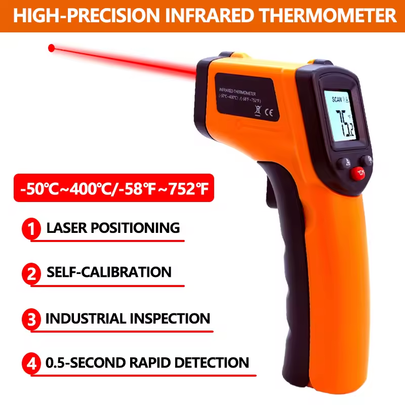 Industrial Laser Thermometer Gun - Handgehaltenes Infrarot-Thermometer, Berührungslose Laser-Wärmemessgerät für Industrie,